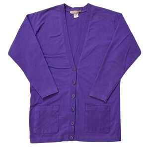 Lauren Hansen‎ Sport Purple Button Front Cardigan Sweater Pockets Size M